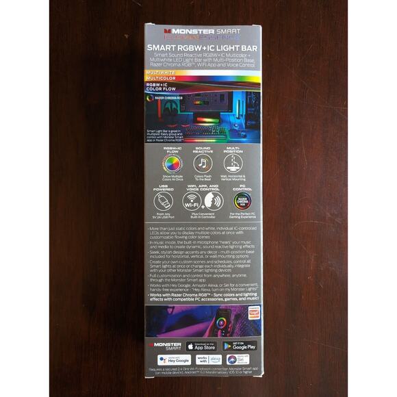 MONSTER SMART Light Bar RGBW IC Works With Google And Alexa - Picture 3 of 5